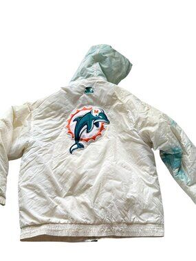 Vintage Starter jacket Miami Dolphins puffer hooded mens large